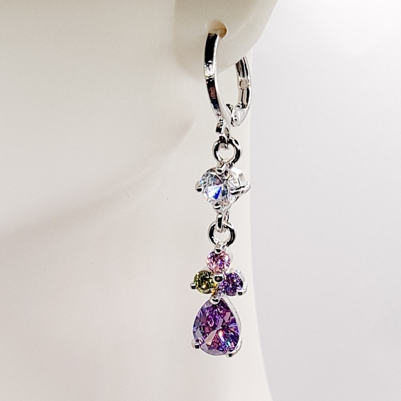 🎀925 Five Gemstone Water Drop Earrings - Picture 8 of 10